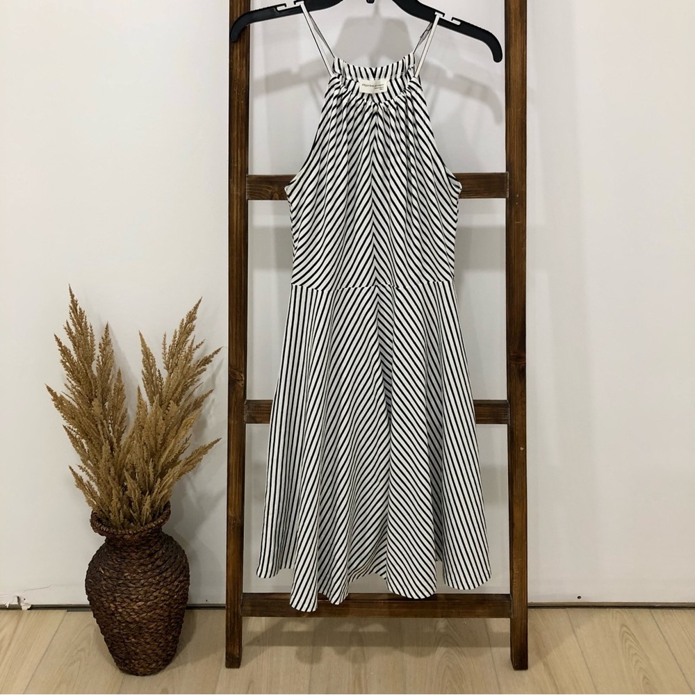 Elegantees Isla Dress in Black & White Stripes